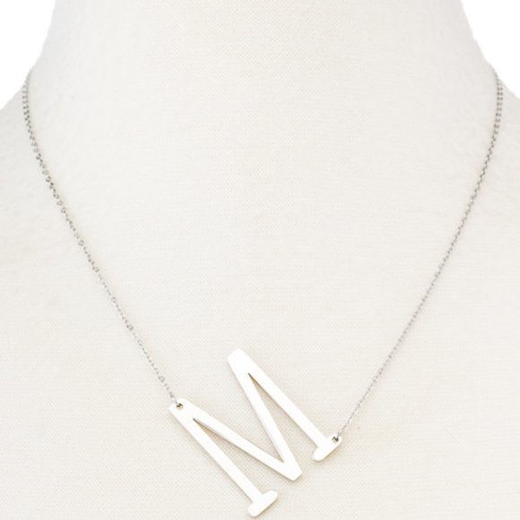 Letter M Pendant necklace in Stainless Steel - Picture 2 of 2